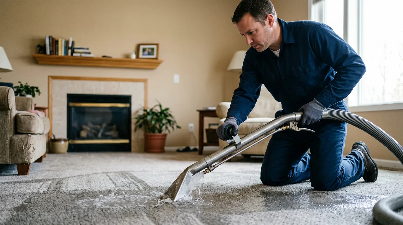 Water damage restoration technician working near Bradleyville, MO